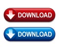 Set colored download button with down arrow icon isolated. Load symbol Royalty Free Stock Photo