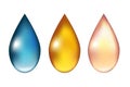 Set of colored drops on white background.