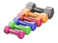Set of colored dumbbells for a exercise and fitnes. Royalty Free Stock Photo