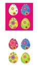 Set of colored Easter eggs with a bright pattern. Vector illustration. Clipart for the holiday design and cards. Royalty Free Stock Photo