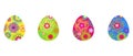 Set of colored Easter eggs with a bright pattern. Vector illustration isolated on white background. Clipart for the holiday design Royalty Free Stock Photo