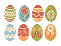 Set of Colored easter eggs vector isolated. Royalty Free Stock Photo