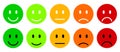 Set colored faces emoticon icons, cartoon emoticons - vector