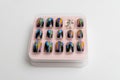 set of colored false nails box image Royalty Free Stock Photo