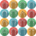 Set of colored flat icons for archway