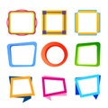 Set of colored frames different bright colored shapes Royalty Free Stock Photo