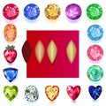 Set of colored gems