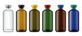 Set of Colored Glass bottles mockup. Version with Foil.