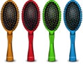 Set of colored hair brush. Vector