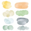 Set of colored hand drawn grunge design elements. Hand draw brush lines. Royalty Free Stock Photo