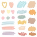 Set of colored hand drawn grunge design elements. Hand draw brush lines. Royalty Free Stock Photo