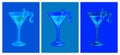 Set Colored Hand Drawn Sketch Cosmopolitan Cocktail Drinks Vector Illustration. Pop Art Style Royalty Free Stock Photo