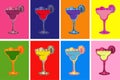 Set of Colored Hand Drawn Sketch Margarita Cocktail Drinks Vector Illustration Royalty Free Stock Photo