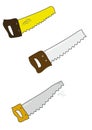 Set of colored handsaw on white.