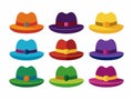 Set of colored hats. Isolated on white background Royalty Free Stock Photo