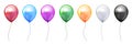 Set colored helium fly balloons isolated, collection balloons - vector Royalty Free Stock Photo