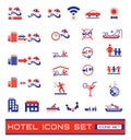 Set of colored hotel icons