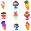 Set of colored ice cream icons. Vector illustration for your design.