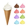 Set of Colored Ice Cream Waffle Cone on Background Royalty Free Stock Photo