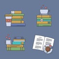 Set of colored icons for book fans.