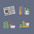 Set of colored icons for book fans.