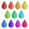 A set of colored icons, colorful drops of paint, vector cartoon Royalty Free Stock Photo