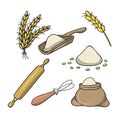 A set of colored icons, grain and its use in cooking, vector cartoon Royalty Free Stock Photo