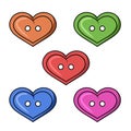 A set of colored icons, a heart-shaped button for clothes, vector cartoon Royalty Free Stock Photo