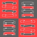 Set of colored isolated banner ribbons on black and red background. Simple flat vector illustration. With space for text. Suitable Royalty Free Stock Photo