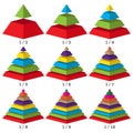 Set of colored isometry pyramid charts. Business data, colorful elements for infographics. Vector Royalty Free Stock Photo
