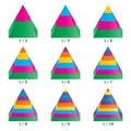 Set of colored isometry volumetric pyramid charts. Vector Royalty Free Stock Photo