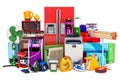 Set of colored kitchen and household appliances. 3D rendering Royalty Free Stock Photo