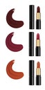 Set of colored lipsticks. Lipsticks isolated on white background. 3D vector Royalty Free Stock Photo