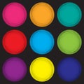 Set of colored magnets in a flat design on a black background. Vector illustration eps10