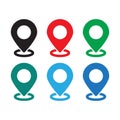 Set of colored map pins. Location map icon.
