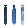 Set of colored men ties on white background, realistic vector illustration Royalty Free Stock Photo