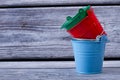 Set of colored metal buckets Royalty Free Stock Photo