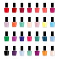 Set of colored nail polishes, vector illustration