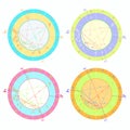 Set of colored of natal astrological charts. vector illustration