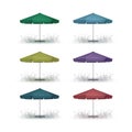 Set of Colored Outdoor Beach Cafe Round Umbrella