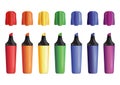 Set of colored outdoor markers with cap. Felt pen