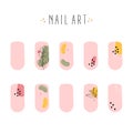 Set of colored painted abstract art nail stickers.