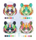 Set of colored panda