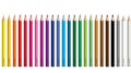 Colored pencil collection evenly arranged - seamless in both directions - isolated vector illustration craynos on white background