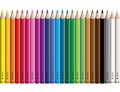 Set of colored pencil collection evenly arranged - seamless in both directions - isolated vector illustration craynos on white