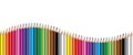 Colored pencil collection wave arranged - seamless in both directions - isolated vector illustration craynos on white background.