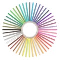 Set of colored pencils arranged in a circle on white background. 3d illustration Royalty Free Stock Photo