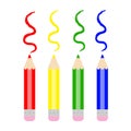 A set of colored pencils. Flat style. Pencils isolated on a white background Royalty Free Stock Photo