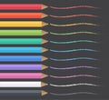 Set of colored pencils. Vector illustrations. School. Flat set of pencils