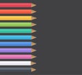 Set of colored pencils. Vector illustrations. School. Flat set of pencils